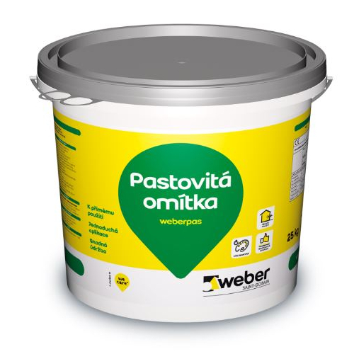 Omítka pastovitá weberpas silikon zrnitá 3 mm MO8D 25 kg Weber