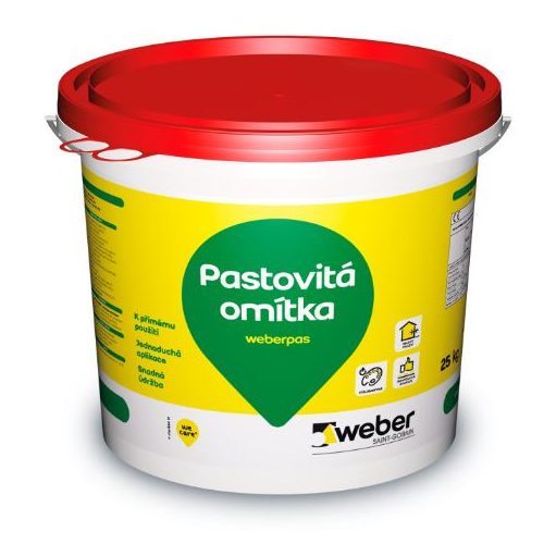 Omítka pastovitá weberpas extraClean active rýhovaná 2 mm CE6C 25 kg Weber