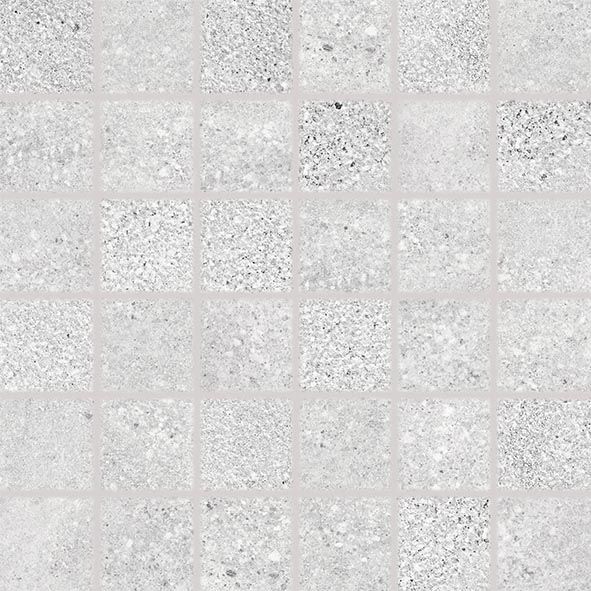 Mozaika Rako Stones 5×5 cm (set 30×30 cm) světle šedá DDM06666 RAKO