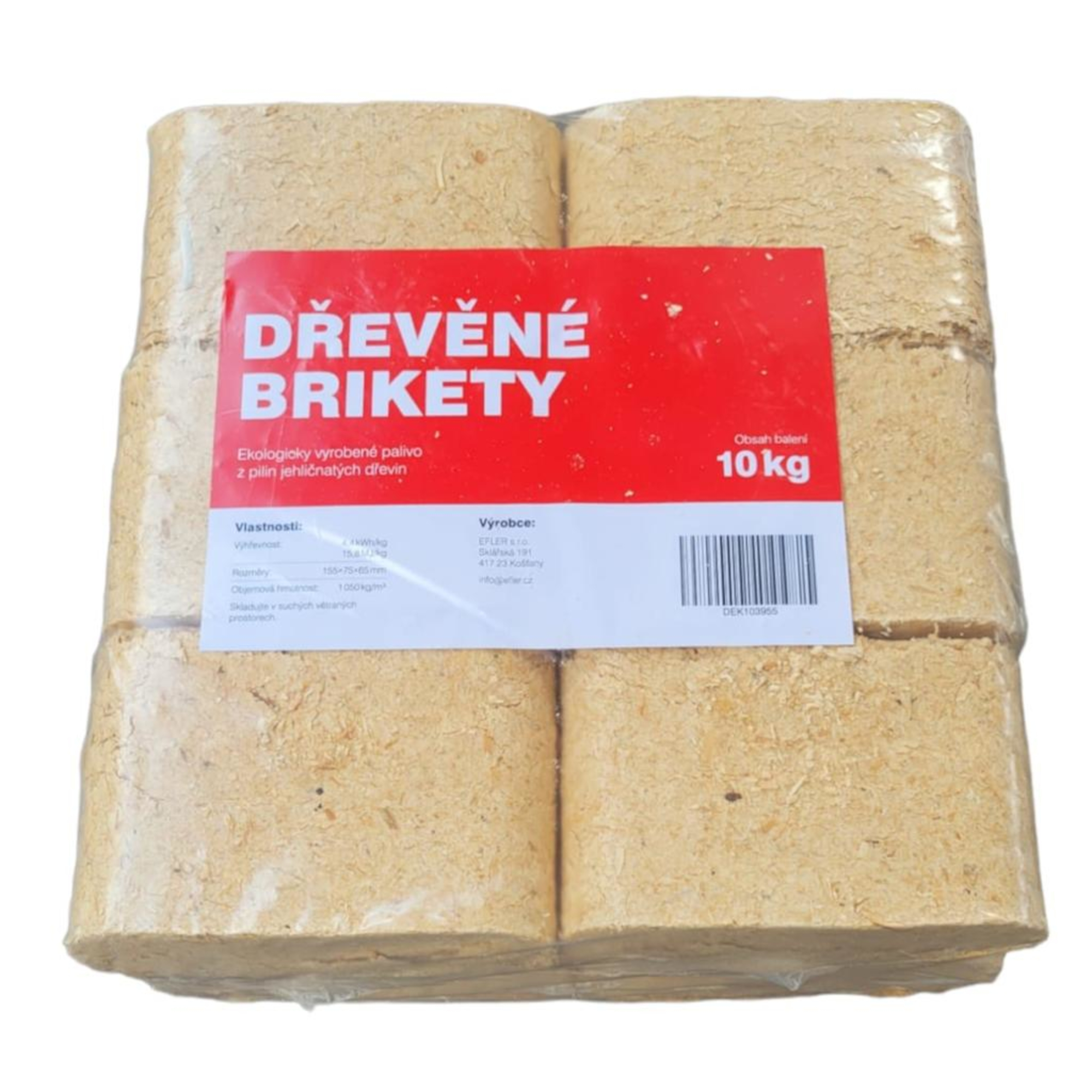 Brikety dřevěné hranaté 10 kg