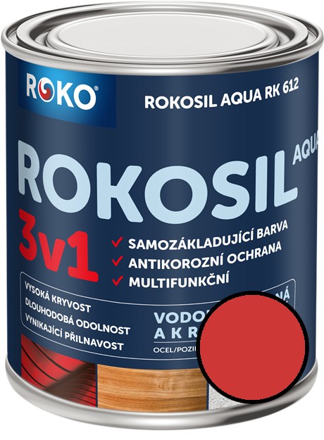 Barva samozákladující Rokosil Aqua 3v1 RK 612 8140 červená světlá