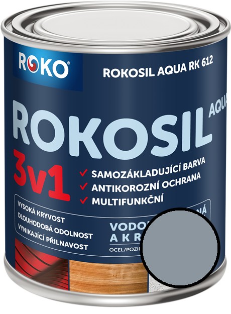 Barva samozákladující Rokosil Aqua 3v1 RK 612 1010 šedá pastelová