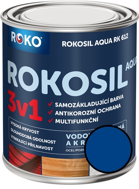 Barva samozákladující Rokosil Aqua 3v1 RK 612 4550 modrá střední