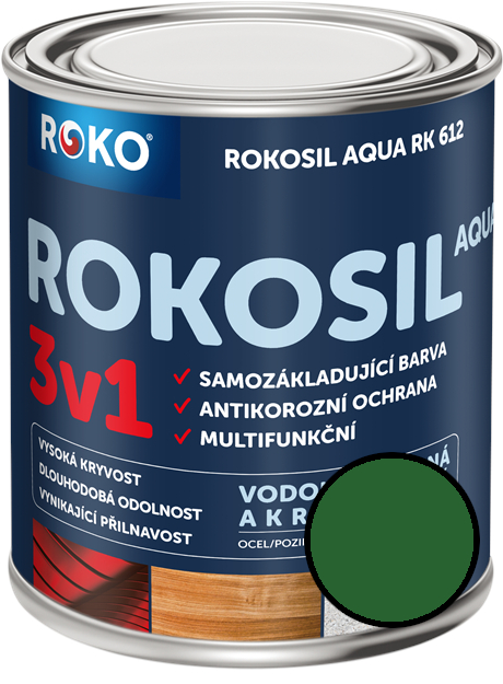 Barva samozákladující Rokosil Aqua 3v1 RK 612 5300 zelená střední