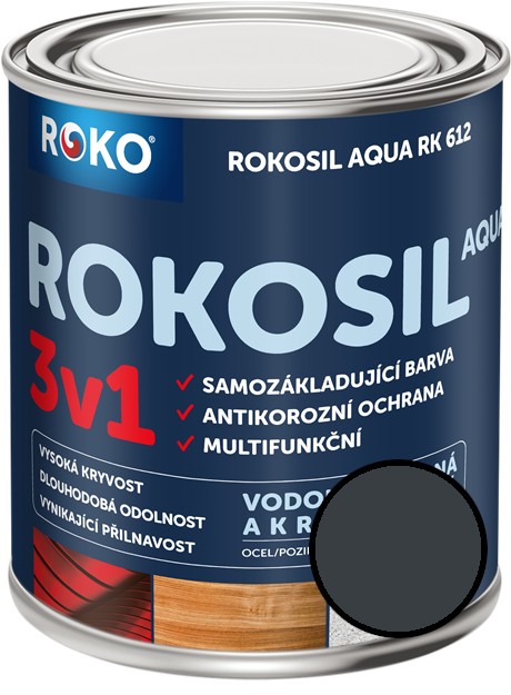 Barva samozákladující Rokosil Aqua 3v1 RK 612 7016 šedá antracitová