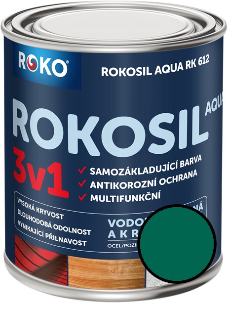 Barva samozákladující Rokosil Aqua 3v1 RK 612 5400 zelená tmavá