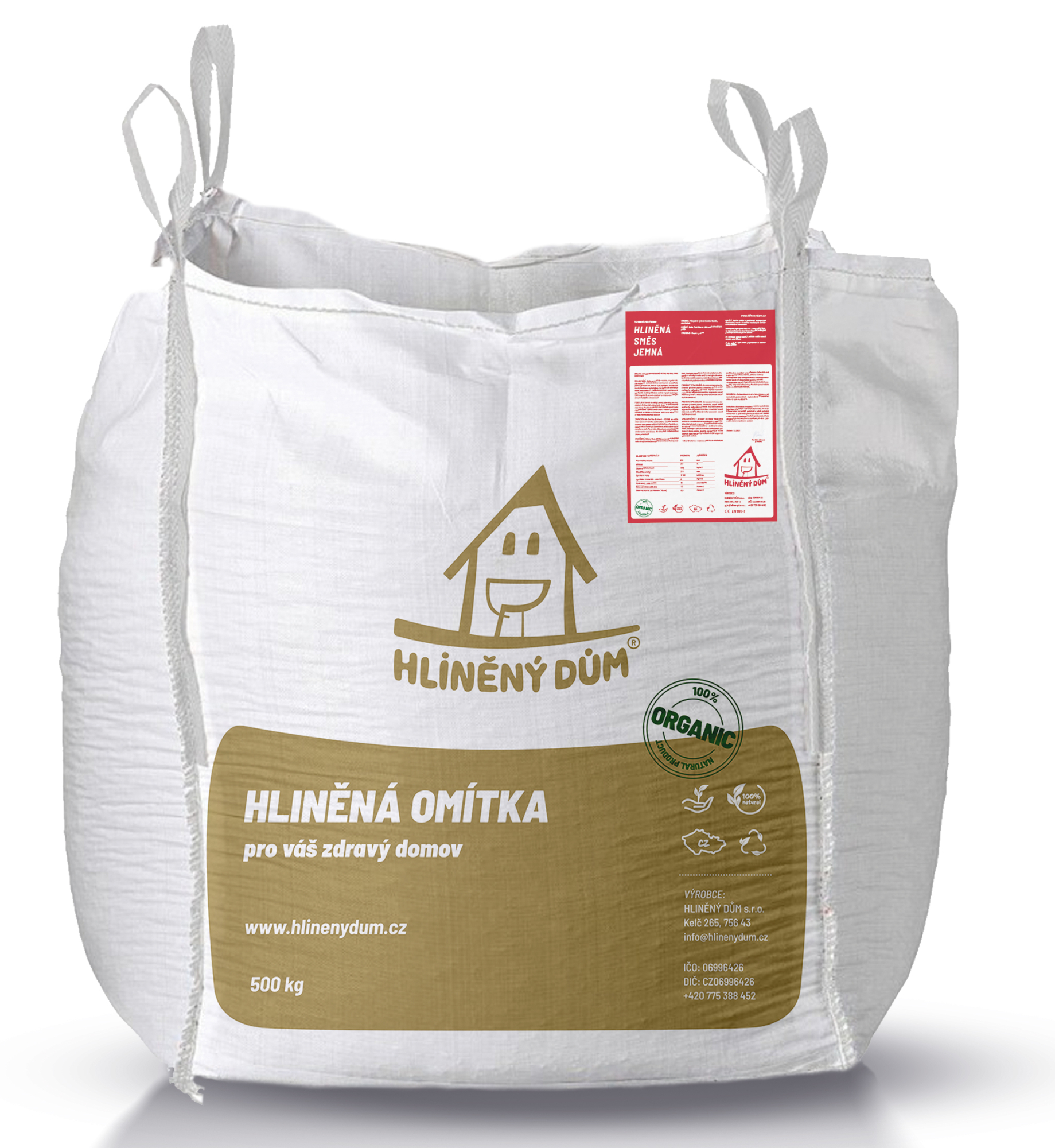 Omítka hliněná HLINĚNÝ DŮM JEMNÁ TERRA 500 kg HLINĚNÝ DŮM