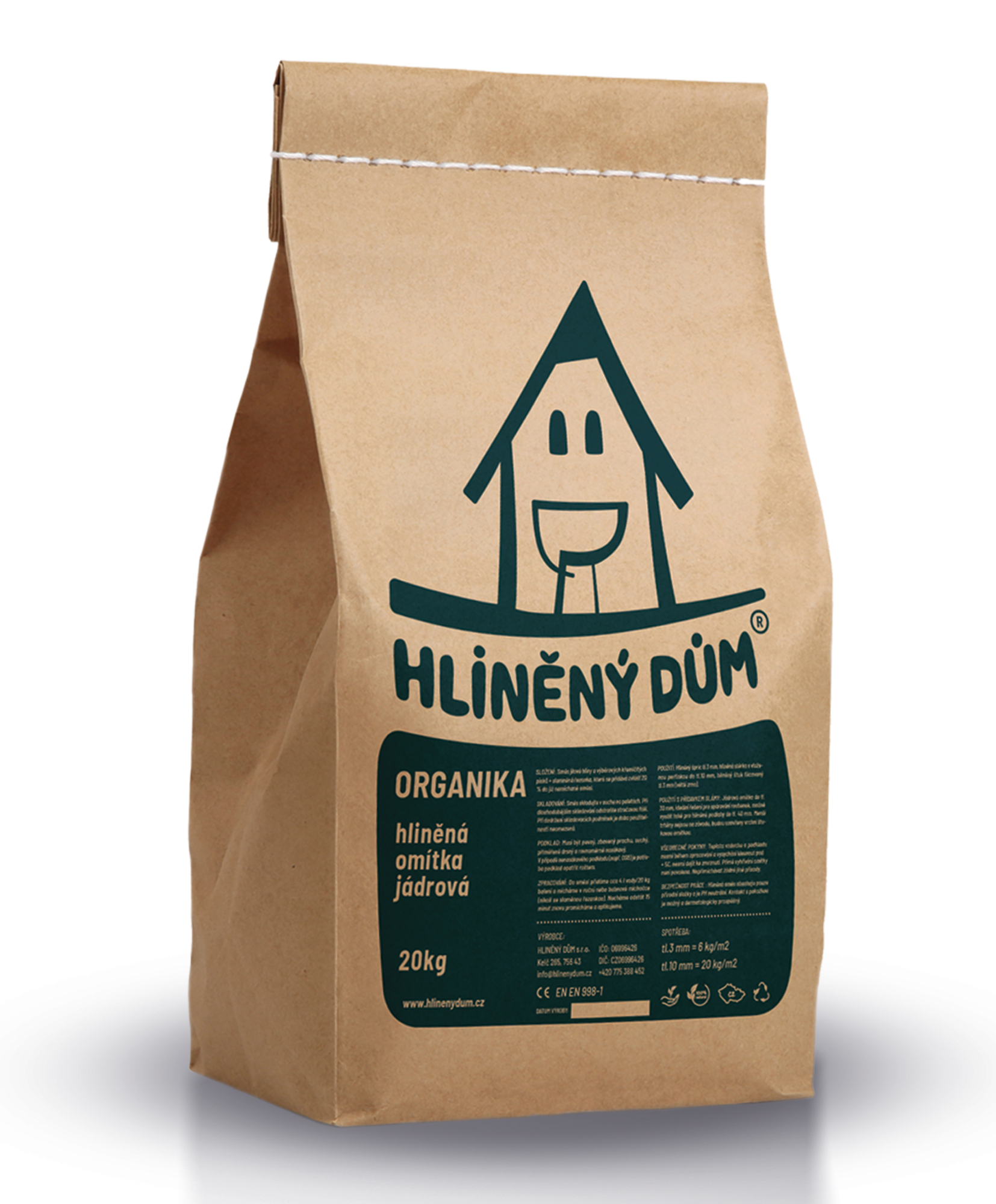 Omítka hliněná HLINĚNÝ DŮM ORGANIKA 20 kg HLINĚNÝ DŮM